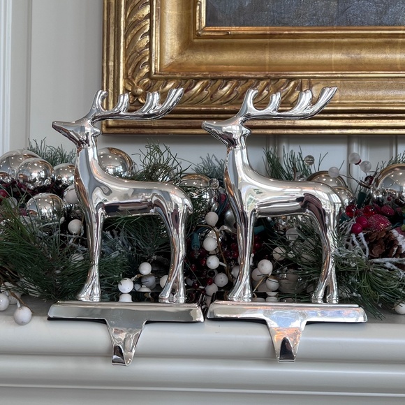 Pottery Barn Silver Plated Reindeer Stocking Holders NWT/In Boxes Rare Find! - Picture 9 of 9